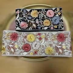 Thumbnail of 花柄インド刺繍2本セット　3m