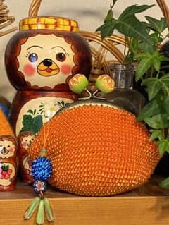 ミカン口金のビーズがま口のサムネイル