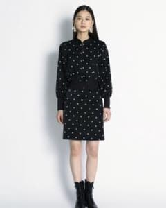 リリー ブラウン 小紋刺繍ブルゾン スカート セットアップ ブラック 黒 