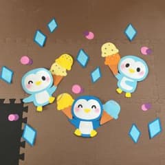 夏の壁面飾り (ペンギン、アイス) 7.8月のサムネイル