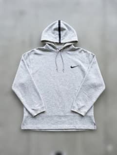 ナイキワンポイント刺繍ロゴ プルオーバーパーカーグレーバックプリントビッグサイズ
