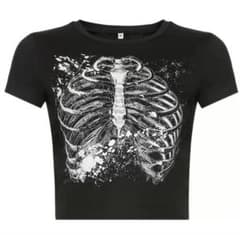 Thumbnail of チビT スカル ガイコツ プリントTシャツ 地雷系 サイバーY2K ゴシック⁠