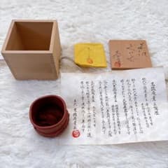 常滑焼✨名工 三代 不識庵素三 朱泥 亀 ぐい呑 共箱 共布 しおり 煎茶