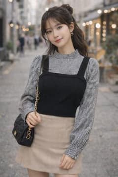 チェック柄シャツ ビスチェ付き2点セットのサムネイル
