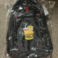 ハンバーガー柄 リュック バックパック 黒のサムネイル