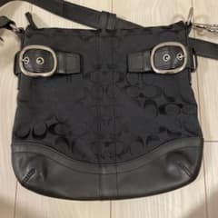 COACH コーチ ショルダーバッグ ロゴ柄 シグネチャー キャンバス ブラックのサムネイル