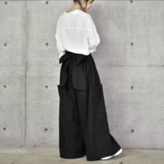リボン付き2WAYワイドパンツ ブラックのサムネイル