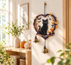 ハロウィン 黒猫 リース 吊り下げ飾り コウモリ クモ カボチャ インテリア 花のサムネイル