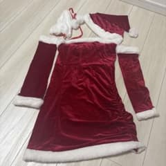 サンタ コスプレ 衣装 ベロア調 ワンピースのサムネイル