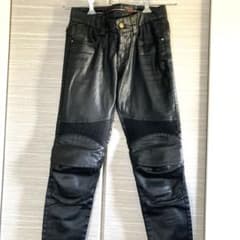 SCoyco ブラックPVレザーバイクパンツ 膝パッド付きのサムネイル