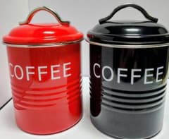 COFFEE キャニスター 2個セット 赤 黒 保存容器のサムネイル