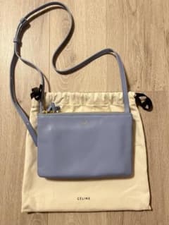 美品 CELINE トリオ スモール ショルダー ライトブルー フィービー期 美品 CELINE トリオ スモール ショルダー ライトブルー フィービー期