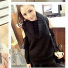 肩魅せタートルネックニット 黒のサムネイル