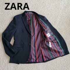 ジータ様購入品 ZARA テーラードジャケット アンコン ネイビー 裏地柄 