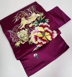 ふとん太鼓　高欄掛け　刺繍　祭り　牡丹に唐獅子　アンティーク　ヴィンテージ ふとん太鼓 高欄掛け 刺繍 祭り 牡丹に唐獅子 アンティーク