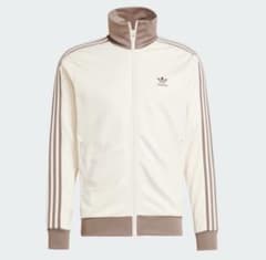 adidas ジップアップジャージ M クリーム色/ブラウン - メルカリ