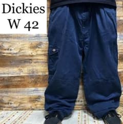 Dickiesディッキーズw42ワークパンツカーゴパンツ紺ネイビーバギー古着刺繍のサムネイル