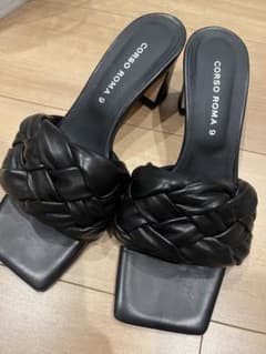 【CORSO ROMA(コルソローマ)】編み込みヒールサンダル(黒/37.5のサムネイル