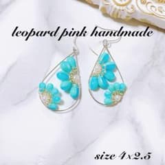 ピアス イヤリング アクセサリー アクアブルーマーブル花びらピアスのサムネイル