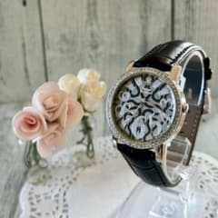 【電池交換済】ヴィヴィアン 腕時計 スクイグル 柄 ライトストーンベゼル