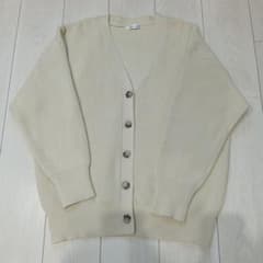 リブ編み 長袖カーディガン アイボリーのサムネイル