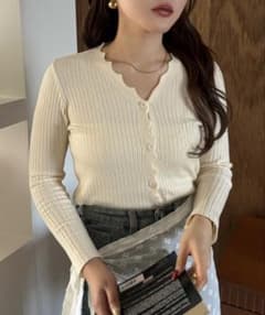 Ada. リブニット 素材 シンプル カーディガンのサムネイル