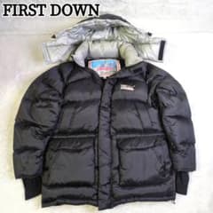 FIRST DOWN ダウンジャケット 90s 雪山ロゴ 肉厚 フード ヌプシ - メルカリ
