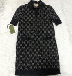 美品 GUCCI GG柄 ラメ 半袖 ニットワンピース 黒 美品 GUCCI GG柄 ラメ 半袖 ニットワンピース 黒 - メルカリ
