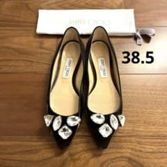 No.284 JIMMY CHOO こげ茶色 ベロア フラットシューズ 38.5 - メルカリ