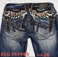 RED PEPPER フレアデニム y2k 刺繍 羽根 ブーツカット26 00s - メルカリ