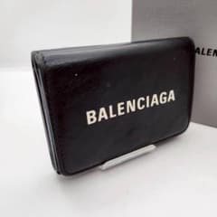 ⭐️未使用級⭐️　バレンシアガ　エブリデイ　ミニウォレット　三つ折り　ブラック 美品 バレンシアガ エブリデイ 三つ折り財布 ロゴ レザー ユニセックス
