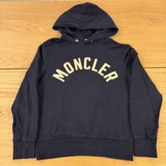 レア】MONCLER モンクレール ロゴパッチ フード付きパーカー ネイビー 