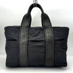 HERMES エルメス アカプルコPM トートバッグ ブラック ナイロン レザー