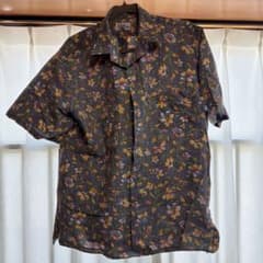 レインスプナー　花柄ダークブルーアロハシャツ 半袖のサムネイル