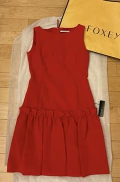 FOXEY 赤 ノースリーブ ワンピース 40サイズ - メルカリ