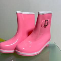 レインシューズ レディース 無地 ショートブーツ 長靴レインブーツ23.5cm