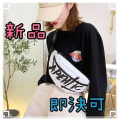 【残り3点!!】ストリート系 ワンショルダー ウエストポーチ ホワイトのサムネイル