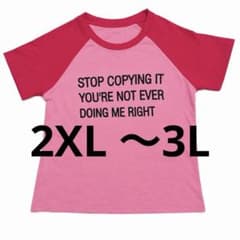 ピンク ラグランTシャツ ロゴプリント カジュアル 2XLのサムネイル