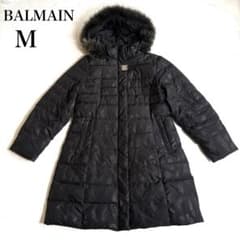 新品 BALMAIN ロングダウンコート ブルーフォックスファー M ブラック