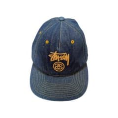 【STUSSY】ステューシー デニムキャップ ロゴ刺繍 スナップバック 難あり