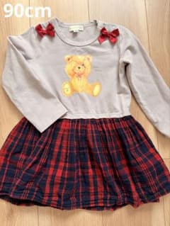 【RI様　専用】クマ刺繍リボン付きワンピース 90サイズ＋プティマイン100のサムネイル