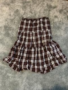 ロングスカート　チェック　ブラウンのサムネイル