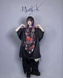 HaRieK ハーデリック ハートプリント オーバーサイズTシャツ ブラックのサムネイル