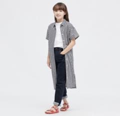 UNIQLO  ギンガムチェックシャツワンピース150cm ネイビーのサムネイル