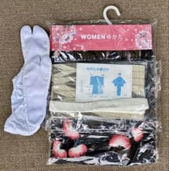 新品未使用 ユニクロ浴衣セット 花柄 足袋付のサムネイル
