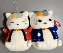 나츠메 친구장 ①축제 냥코 선생님 빨강 ②축제 냥코 선생님 블루 봉제인형 2점 세트