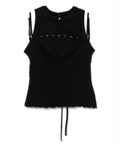 トップス ANDMARY Ami shirring logo tops black ANDMARY】Ami shirring logo tops