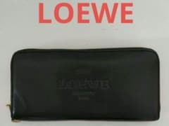 ロエベ ラウンドファスナー 長財布 ヘリテージ ラムレザー 黒 赤 