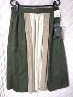axes femme パッチワークミディスカート M カーキのサムネイル