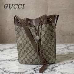 美品】GUCCI オールドグッチ 巾着 ショルダーバッグ GG柄 PVC 希少 
